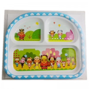 9inch Melamine kids compartment meal plate made in china